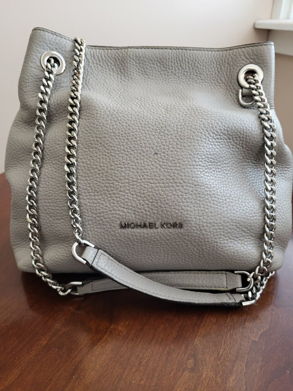 Michael Kors Gray Leather Shoulder Bag